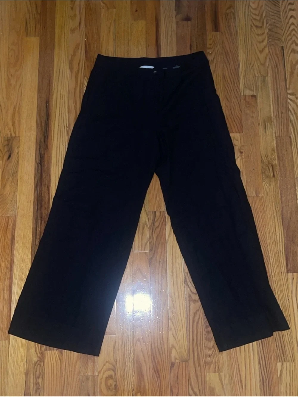 Black Wide Leg Linen Blend Pants